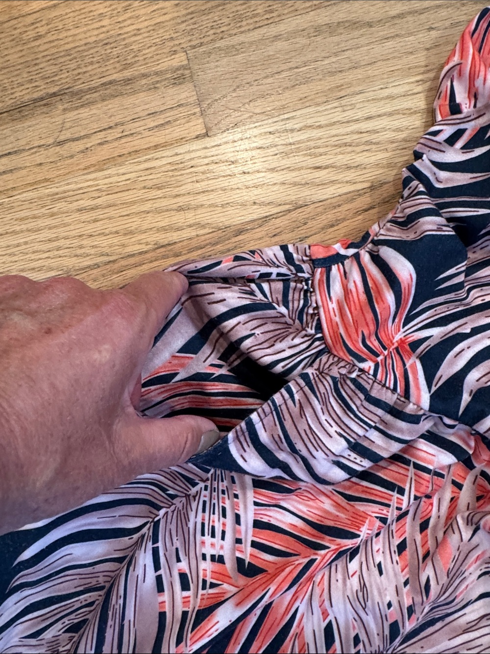 Navy Tropical Strapless Maxi Dress with Coral Palm Print Medium - Picture 8 of 8